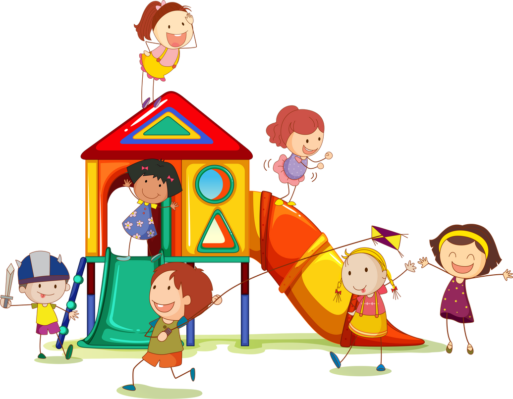 Happy Children Playing in the Playground
